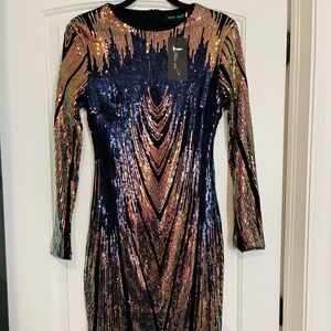 NWT Miss Ord Color Changing Multicolored Sequin Evening Dress Size S
